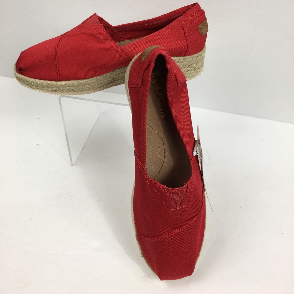 Joy and Mario Red Canvas Platform Espadrille